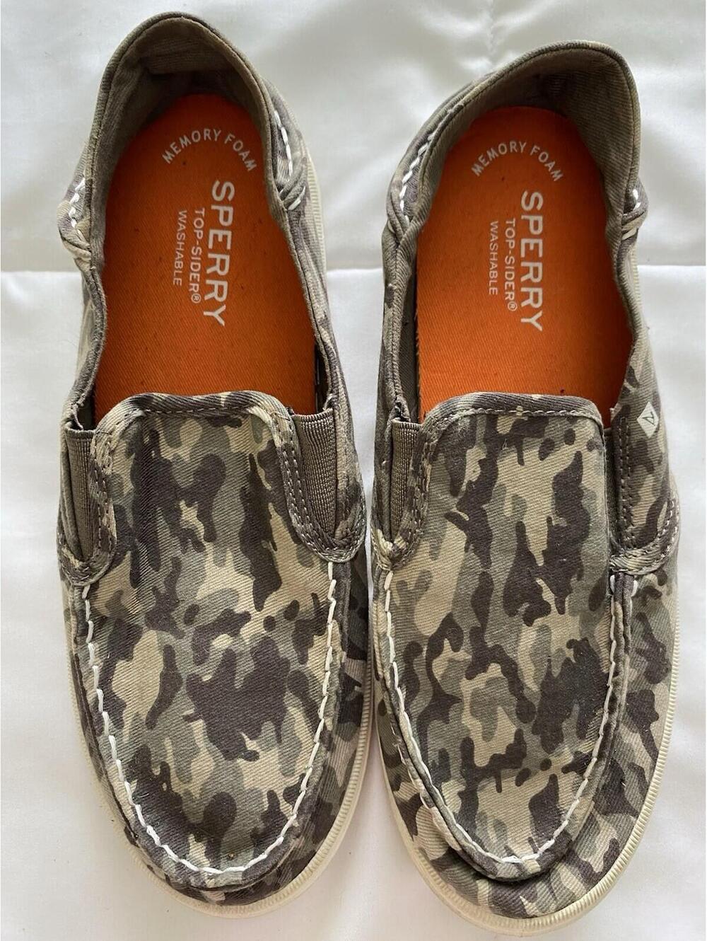 Sperry Top-Sider Salty Washable Camo Slip On Shoes Memory Foam - US 4; EU 36